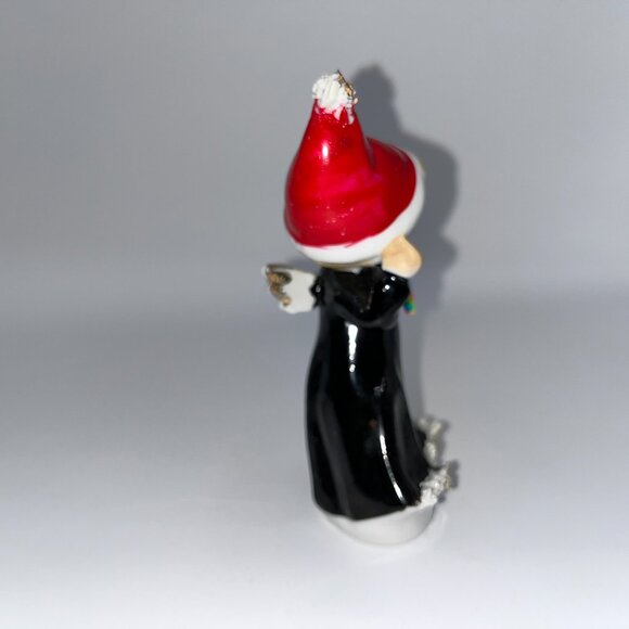 Vintage Dancing Angel Pixie Elf Santa Helper Ceramic Pixie Black Gown Candy Cane - Picture 8 of 13